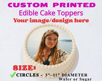 Edible photo cake toppers Pre-Cut, Custom Edible Frosting/ Icing Sheets, Sugar paper, Photo/logo cake topper, Custom edible images