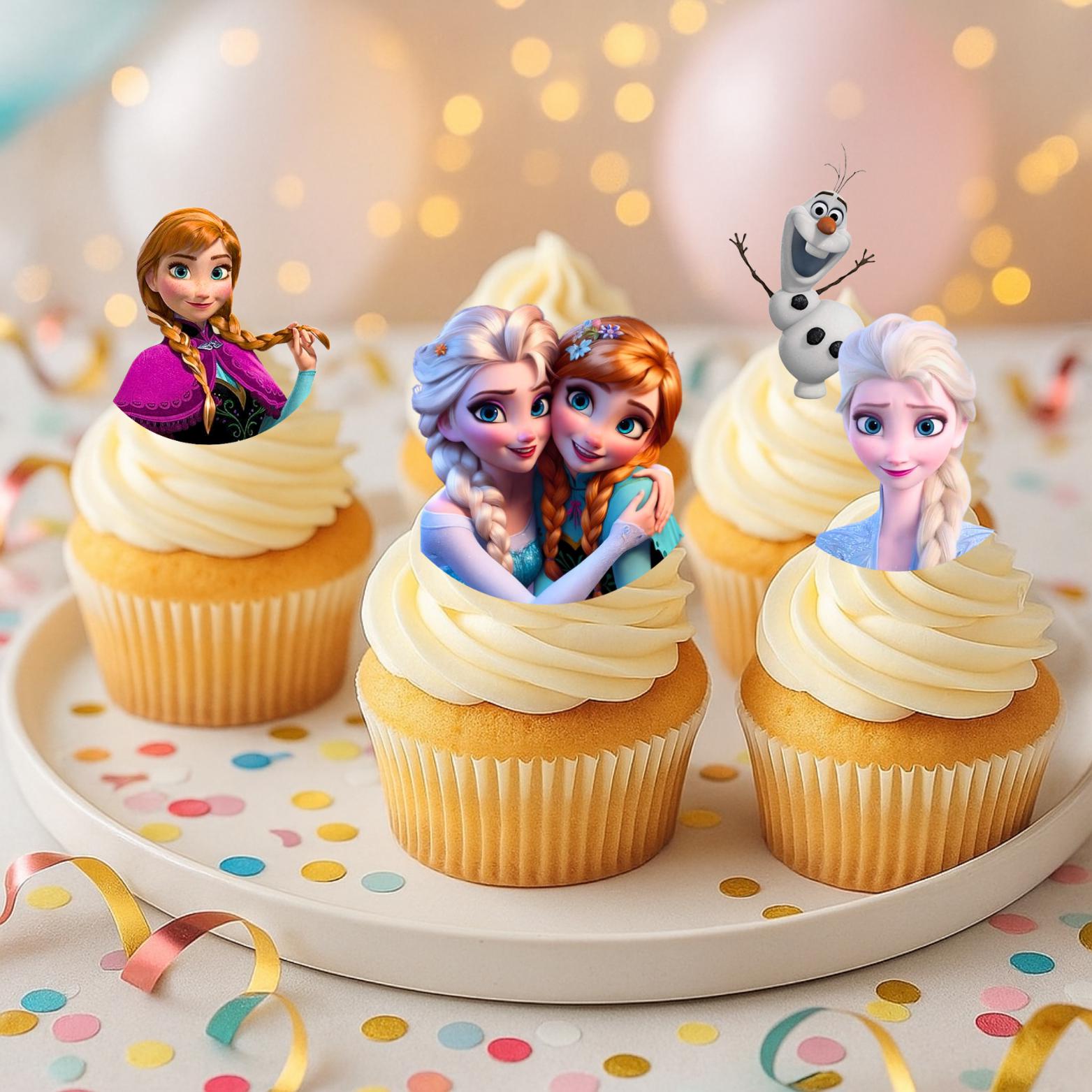 Frozen Cupcake Toppers, Edible Elsa & Anna Toppers, Pre-Cut Wafer/Sugar  Paper Decorations, Frozen Party Decor, Princess Cake Toppers 1.5-2”