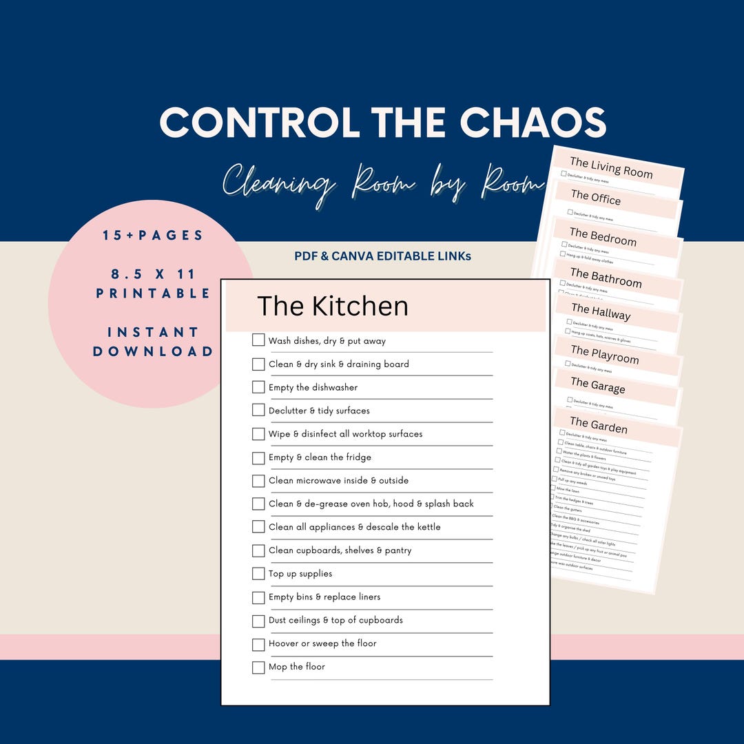 Cleaning Checklists Room by Room Checklists Printable PDF - Etsy