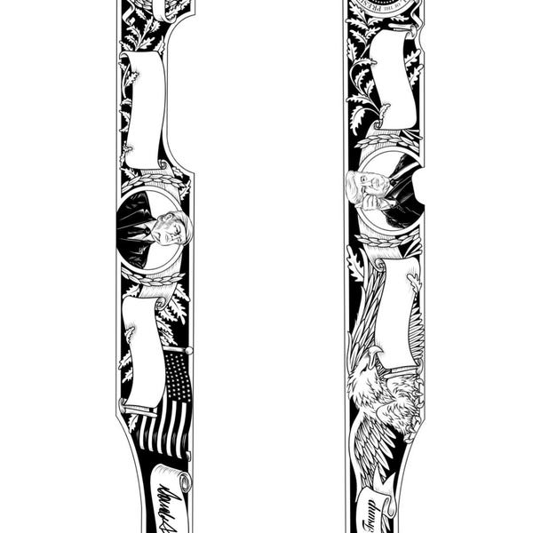 Disegno per incisione Trump Colt 1911: file vettoriali tagliati al laser (SVG, AI, DXF)