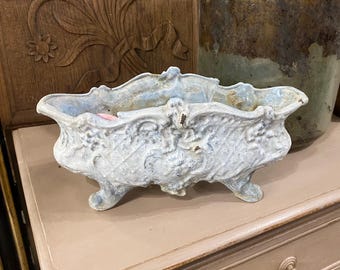 White Jardiniere Cast Iron Outdoor French Planter Antique Garden #161