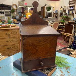 Antique French Wood Sel Salt Spice Box with drawer #113
