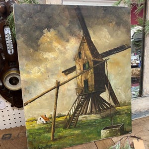 Heimolen Keerbergen Windmill Oil Painting On Linen Antique Painting #237