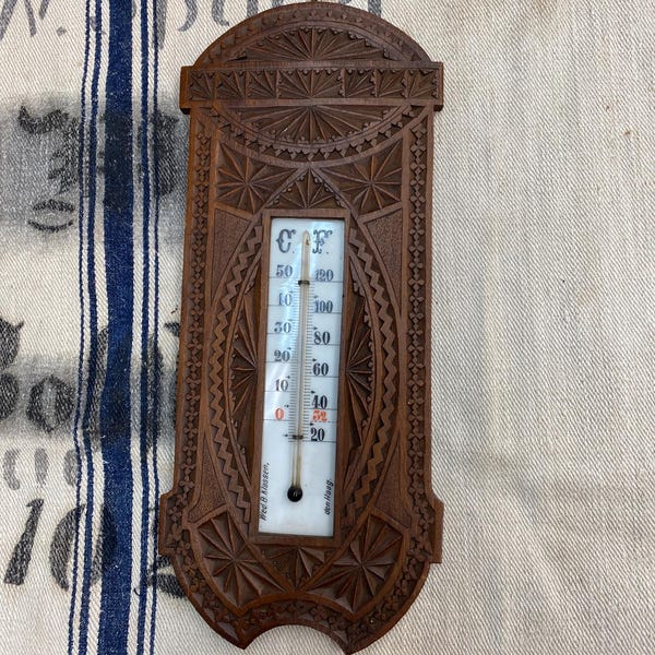Dutch Carved wood CF French Thermomter Wed B Klass Den Haag #271
