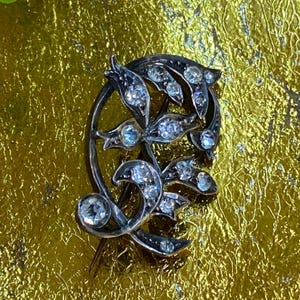 Antique Men&#39;s Lapel Pin from France Rhinestone Pin for Evening dress