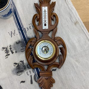 Carved Wood French Barometer and Thermometer #272