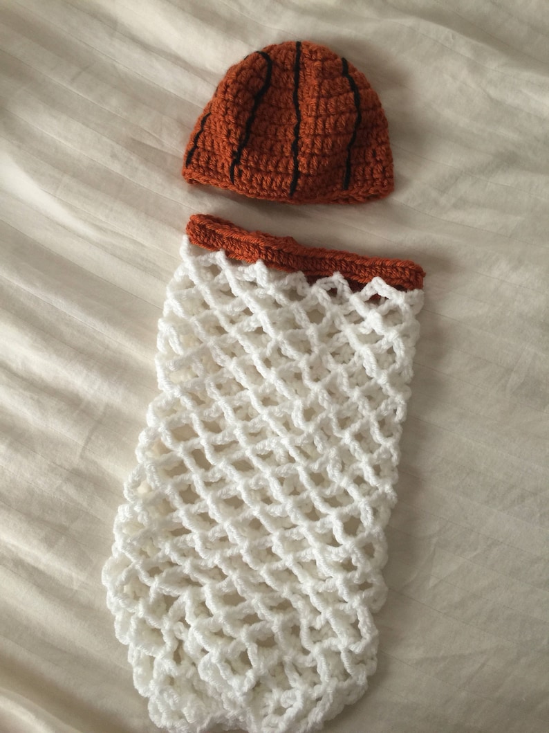 Crochet Baby Basketball Hat Cocoon Photo Prop Set Etsy