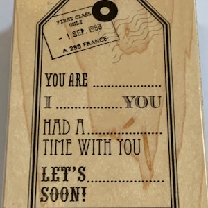 Friendship Tag Wood Mounted Rubber Stamp from Hero Arts - Nouveau, jamais utilisé