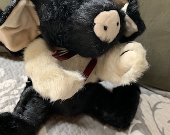 Adorable Black and White Pig with a burgundy ribbon - Maggie O’Pigg Vintage Boyd’s Bear & Friends Plush Doll. Style #5536-07