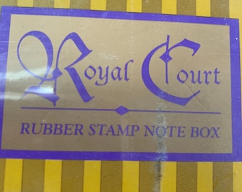 Royal Court Rubber Stamp Note Box with 5 rubber mounted Rubber Stamp, Inkpad and paper