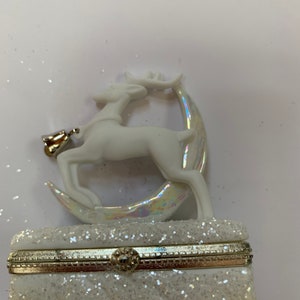 White Reindeer PHB  Midwest of Cannon Falls Porcelain Hinged Box Christmas Classic Series - Rare Ltd edition Vintage