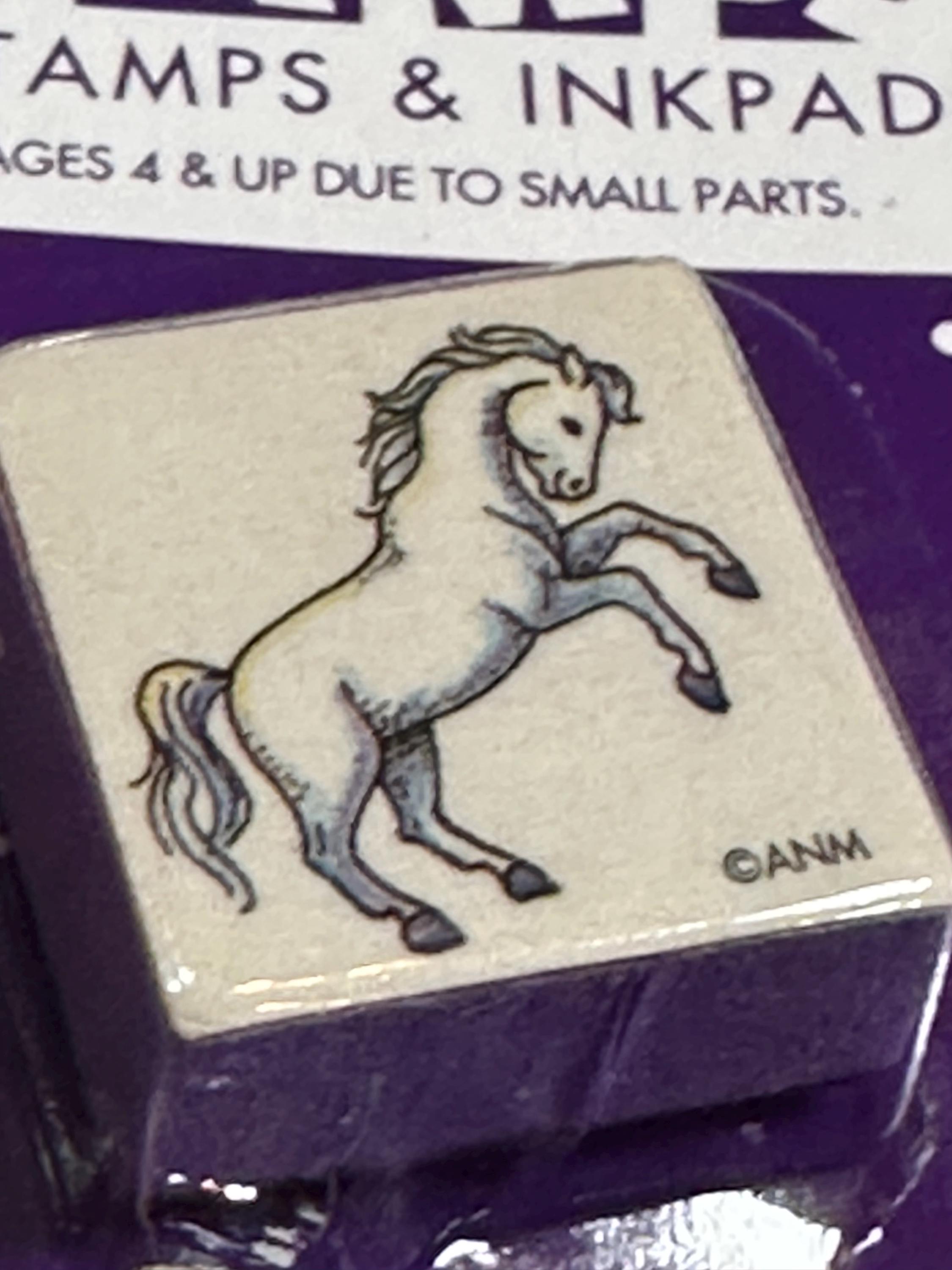 InkaDinkaDo Horses Foam Mounted Rubber Stamp Set - 10 Stamps, Labels, Ink Pad, For Cards & Crafts