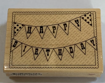 Happy Birthday Wood Mounted Rubber Stamp from   Hampton Art - New, never used