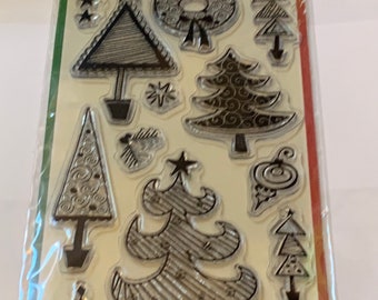 Festive Holiday Doodles Clear Unmounted Stamps from Inkadinkado Stamps - 13 pieces new, never used