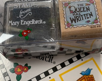 Mary Engelbreit's The Queen Has Written wood mounted Rubber Stamp and Inkpad in Midnight Blue