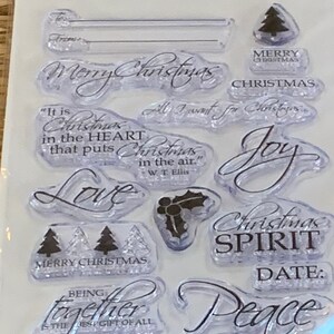 Christmas Sentiments set of Impression Obession Clear Unmounted Stamps - 15 piezas nuevas, nunca utilizadas