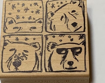Polar Bear Portraits wood mounted Rubber Stamp from magenta. New, never used