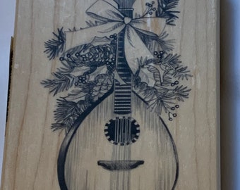 Holiday Musical Instrument wood mounted Rubber Stamp from Inkadinkado Stamps . New, never used