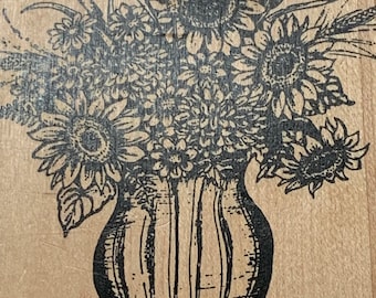 Sunflower Bouquet wood mounted Rubber Stamp from Northwoods stamps New, never used