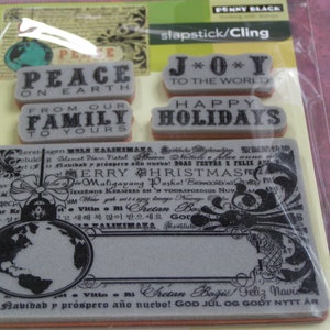 Paz en la Tierra Slapstick Penny Black Cling espuma-montado Sello 5 piezas