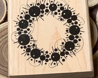 Ornamental Wreath Penny Black wood mounted Rubber Stamp New, never used