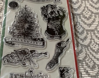 Classic Holiday Clear Unmounted Stamps from Inkadinkado Stamps - 9 pieces new, never used