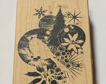 Woodcut Silhouette Cardinal wood mounted Rubber Stamp from Inkadinkado. New, never used