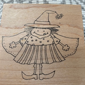 Winifred Witch Halloween wood mounted Rubber Stamp from  Inky Antics stamps . New, never used