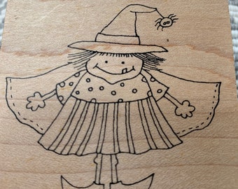 Winifred Witch Halloween wood mounted Rubber Stamp from  Inky Antics stamps . New, never used