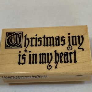 Alegría de Navidad está en mi corazón madera montado sello de goma de Hampton Art - Nuevo, nunca utilizado