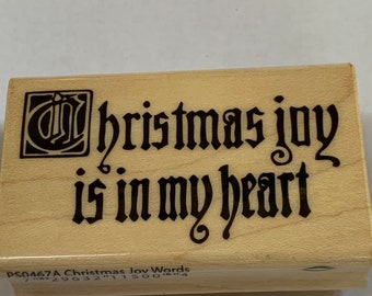 Christmas Joy is in my Heart Wood Mounted Rubber Stamp from Hampton Art - New, never used