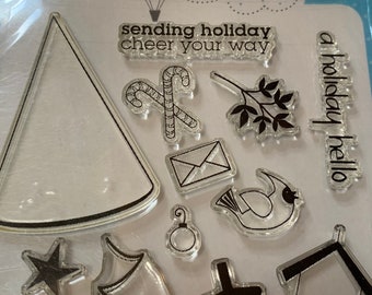 Sending Holiday Cheer Clear Unmounted Stamps from Avocado Stamps - 23 pieces new, never used