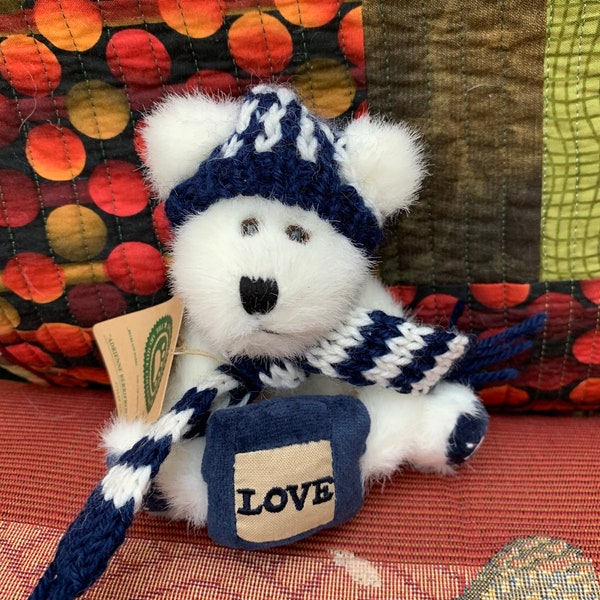 Adrienne Berrifrost Bear with Love Pillow and Knitted Scarf and Hat Vintage Boyd’s Bear & Friends Plush Doll style #56202-06