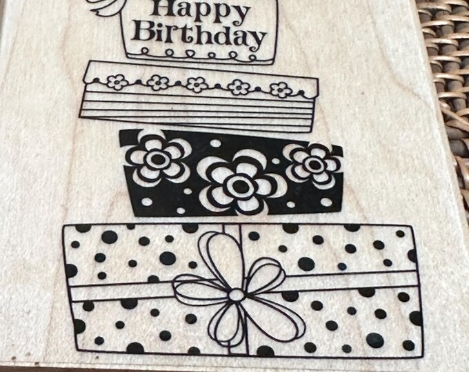 Happy Birthday, Birthday Gift Wood Mounted Rubber Stamp Hero Arts K5315 ...
