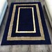 Floor Custom Plush Modern Geometric Personalized Navy Blue Rug, Unique Area Faux Fur Custom Rug ...