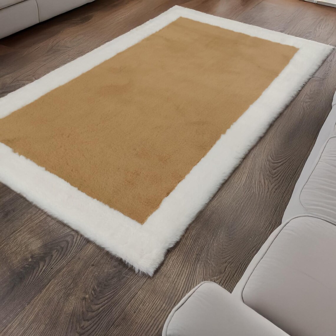 Nursery Modern Custom Plush Modern Geometric Personalized Unique Faux Fur Carpet, Bedroom Plush ...