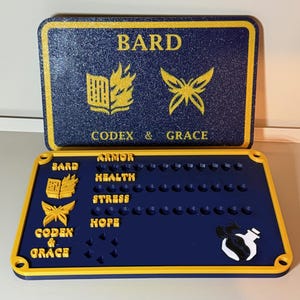 Daggerheart Compatible Class Character Tracker | 3D Printed Modular TTRPG Accessory | Storage Lid for Pegs & Cards | All 9 Classes Available