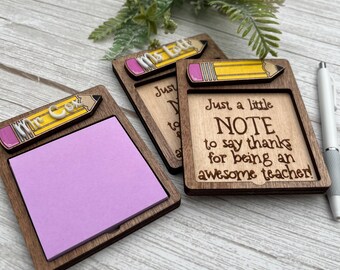 Personalized Teacher Notepad Holder | Handmade Wooden Desk Accessory | Custom Back to School Gift 2024-2025