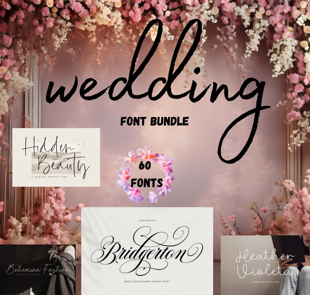 Wedding Font Bundle Wedding Calligraphy Fonts Elegant Script Font Pack ...