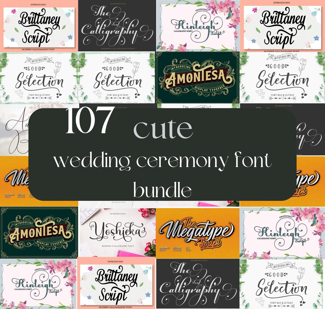Wedding Ceremony Font Bundle Wedding Script Fonts Elegant Wedding Fonts ...