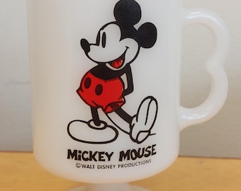 Mickey Mouse milk glass mug