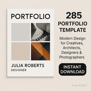 285 Modelo de Portfólio | Design Moderno para Criativos, Arquitetos, Designers e Fotógrafos | Download Instantâneo