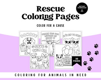 Dibujos para colorear de animales rescatados: 30 divertidos diseños imprimibles (descarga digital)