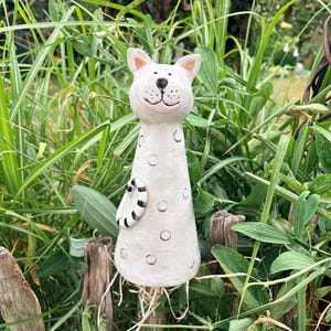 Keramik Geschenk,Gartendeko Keramik, Keramik Garten Deko, handgetopferte keramik, Katzen Liebhaber, Garten Keramik