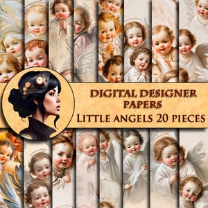 Digitaal papieren patroon engeltjes 20 stuks. Voor afdrukken en creativiteit.