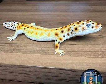 Gecko leopardo realista impreso en 3D y pintado - Pose recta