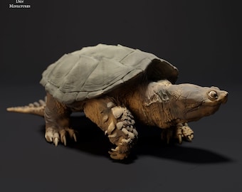 Estatua realista de tortuga mordedora - Impresión 3D - Regalo de reptil - Réplica