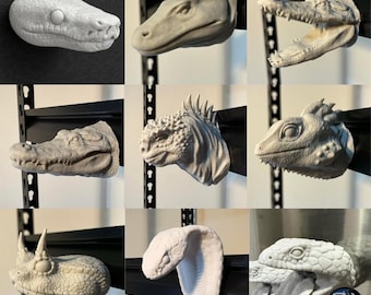 Reptile head fridge magnets - 3D printed Lizard, Snake, Crocodile, Turtle, Tortoise - Realistic, Lifelike - Unpainted