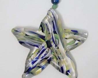 Fused Glass Blue and Green Starfish Suncatcher