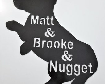 Custom Corgi Silhouette Plasma Cut Metal Art Name Plate Plaque Made to Order in Raw Steel